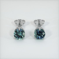 0.86 Ct.Tw. Bluish Green Sapphire Earrings, 18K White Gold 1