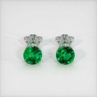 3.23 Ct.Tw. Emerald Earrings, 18K White Gold 1