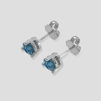 <span>0.69</span>&nbsp;<span class="tooltip-light">Ct.Tw.<span class="tooltiptext">Total Carat Weight</span></span> Greenish Blue Sapphire Earrings, 18K White Gold 3