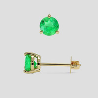 <span>0.92</span> <span class="tooltip-light">Ct.Tw.<span class="tooltiptext">Total Carat Weight</span></span> Emerald Earrings, 18K Yellow Gold 2