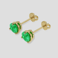 <span>0.92</span> <span class="tooltip-light">Ct.Tw.<span class="tooltiptext">Total Carat Weight</span></span> Emerald Earrings, 18K Yellow Gold 3