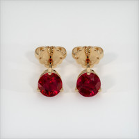 <span>0.81</span>&nbsp;<span class="tooltip-light">Ct.Tw.<span class="tooltiptext">Total Carat Weight</span></span> Ruby Earrings, 18K Yellow Gold 1