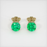 <span>0.71</span>&nbsp;<span class="tooltip-light">Ct.Tw.<span class="tooltiptext">Total Carat Weight</span></span> Emerald Earrings, 18K Yellow Gold 1