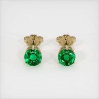 <span>1.03</span>&nbsp;<span class="tooltip-light">Ct.Tw.<span class="tooltiptext">Total Carat Weight</span></span> Emerald Earrings, 18K Yellow Gold 1