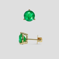 <span>1.67</span>&nbsp;<span class="tooltip-light">Ct.Tw.<span class="tooltiptext">Total Carat Weight</span></span> Emerald Earrings, 18K Yellow Gold 2