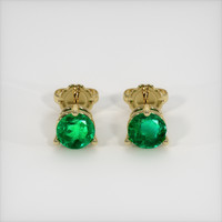 <span>0.60</span>&nbsp;<span class="tooltip-light">Ct.Tw.<span class="tooltiptext">Total Carat Weight</span></span> Emerald Earrings, 18K Yellow Gold 1