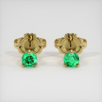 <span>0.12</span>&nbsp;<span class="tooltip-light">Ct.Tw.<span class="tooltiptext">Total Carat Weight</span></span> Emerald Earrings, 18K Yellow Gold 1