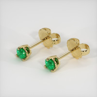 <span>0.12</span>&nbsp;<span class="tooltip-light">Ct.Tw.<span class="tooltiptext">Total Carat Weight</span></span> Emerald Earrings, 18K Yellow Gold 2