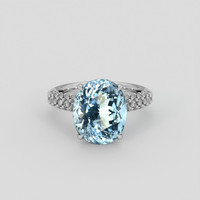 4.17 Ct. Blue Aquamarine Ring, Platinum 950 1