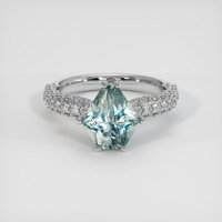 2.44 Ct. Greenish Blue Sapphire Ring, Platinum 950 1