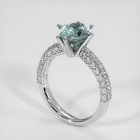 2.44 Ct. Greenish Blue Sapphire Ring, Platinum 950 2