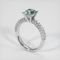 2.43 Ct. Bluish Green Sapphire Ring, Platinum 950 2