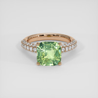5.09 Ct. Yellowish Green Sapphire Ring, 14K Rose Gold 1