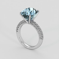 4.17 Ct. Blue Aquamarine Ring, 14K White Gold 2