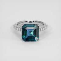 6.65 Ct. Greenish Blue Sapphire Ring, 14K White Gold 1