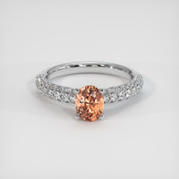 1.85 Ct. Padparadscha Sapphire Ring, 18K White Gold 1