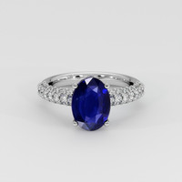 3.11 Ct. Blue Sapphire Ring, 18K White Gold 1