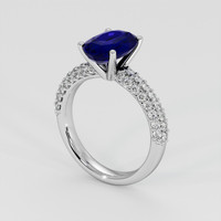 3.11 Ct. Blue Sapphire Ring, 18K White Gold 2