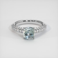 2.43 Ct. Bluish Green Sapphire Ring, 18K White Gold 1