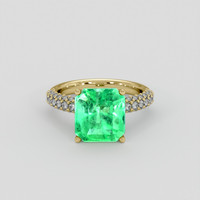 4.16 Ct. Emerald Ring, 18K Yellow Gold 1