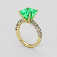 4.16 Ct. Emerald Ring, 18K Yellow Gold 2