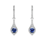 <span>1.24</span> <span class="tooltip-light">Ct.Tw.<span class="tooltiptext">Total Carat Weight</span></span> Blue Sapphire Earrings, Platinum 950 1