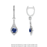 <span>1.24</span> <span class="tooltip-light">Ct.Tw.<span class="tooltiptext">Total Carat Weight</span></span> Blue Sapphire Earrings, Platinum 950 2