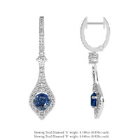 1.19 Ct.Tw. Blue Sapphire Earrings, 14K White Gold 2