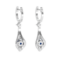 1.19 Ct.Tw. Blue Sapphire Earrings, 14K White Gold 4