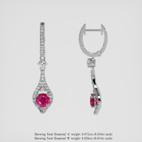 <span>0.81</span> <span class="tooltip-light">Ct.Tw.<span class="tooltiptext">Total Carat Weight</span></span> Purplish Red Ruby Earrings, 14K White Gold 2