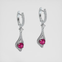 <span>0.81</span> <span class="tooltip-light">Ct.Tw.<span class="tooltiptext">Total Carat Weight</span></span> Purplish Red Ruby Earrings, 14K White Gold 3