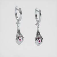 <span>0.81</span>&nbsp;<span class="tooltip-light">Ct.Tw.<span class="tooltiptext">Total Carat Weight</span></span> Purplish Red Ruby Earrings, 14K White Gold 4