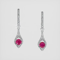 <span>0.81</span>&nbsp;<span class="tooltip-light">Ct.Tw.<span class="tooltiptext">Total Carat Weight</span></span> Purplish Red Ruby Earrings, 18K White Gold 1
