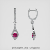 <span>0.81</span>&nbsp;<span class="tooltip-light">Ct.Tw.<span class="tooltiptext">Total Carat Weight</span></span> Purplish Red Ruby Earrings, 18K White Gold 2