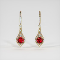 3.07 Ct.Tw. Ruby Earrings, 18K Yellow Gold 1
