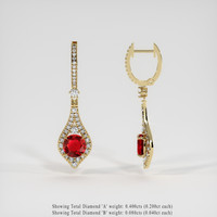 3.07 Ct.Tw. Ruby Earrings, 18K Yellow Gold 2