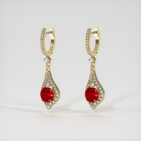 3.07 Ct.Tw. Ruby Earrings, 18K Yellow Gold 3