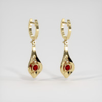 3.07 Ct.Tw. Ruby Earrings, 18K Yellow Gold 4