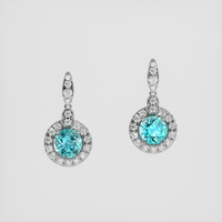 <span>2.43</span>&nbsp;<span class="tooltip-light">Ct.Tw.<span class="tooltiptext">Total Carat Weight</span></span> Greenish Blue Zircon Earrings, Platinum 950 1
