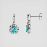 <span>2.43</span> <span class="tooltip-light">Ct.Tw.<span class="tooltiptext">Total Carat Weight</span></span> Greenish Blue Zircon Earrings, Platinum 950 2