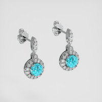 <span>2.43</span>&nbsp;<span class="tooltip-light">Ct.Tw.<span class="tooltiptext">Total Carat Weight</span></span> Greenish Blue Zircon Earrings, Platinum 950 3