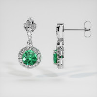 1.36 Ct.Tw. Emerald Earrings, 18K White Gold 2
