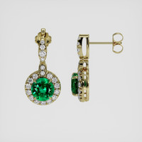 <span>3.50</span>&nbsp;<span class="tooltip-light">Ct.Tw.<span class="tooltiptext">Total Carat Weight</span></span> Emerald Earrings, 18K Yellow Gold 2