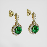 <span>3.50</span> <span class="tooltip-light">Ct.Tw.<span class="tooltiptext">Total Carat Weight</span></span> Emerald Earrings, 18K Yellow Gold 3