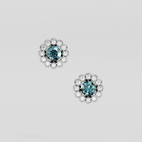 <span>1.52</span> <span class="tooltip-light">Ct.Tw.<span class="tooltiptext">Total Carat Weight</span></span> Bluish Green Sapphire Earrings, Platinum 950 1
