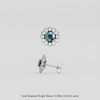 <span>1.52</span> <span class="tooltip-light">Ct.Tw.<span class="tooltiptext">Total Carat Weight</span></span> Bluish Green Sapphire Earrings, Platinum 950 2
