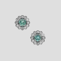 <span>1.95</span>&nbsp;<span class="tooltip-light">Ct.Tw.<span class="tooltiptext">Total Carat Weight</span></span> Bluish Green Sapphire Earrings, 14K White Gold 1