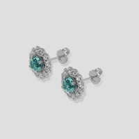 <span>1.95</span> <span class="tooltip-light">Ct.Tw.<span class="tooltiptext">Total Carat Weight</span></span> Bluish Green Sapphire Earrings, 18K White Gold 3