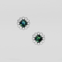 <span>2.08</span> <span class="tooltip-light">Ct.Tw.<span class="tooltiptext">Total Carat Weight</span></span> Bluish Green Sapphire Earrings, 18K White Gold 1