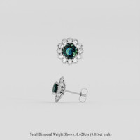 <span>2.08</span> <span class="tooltip-light">Ct.Tw.<span class="tooltiptext">Total Carat Weight</span></span> Bluish Green Sapphire Earrings, 18K White Gold 2